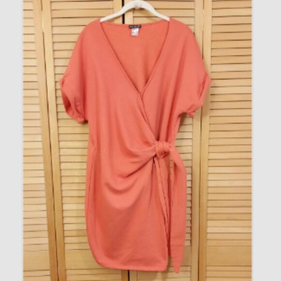 VENUS Dresses & Skirts - Venus Orange Tie Side Half Wrap Sweatshirt Dress 1X